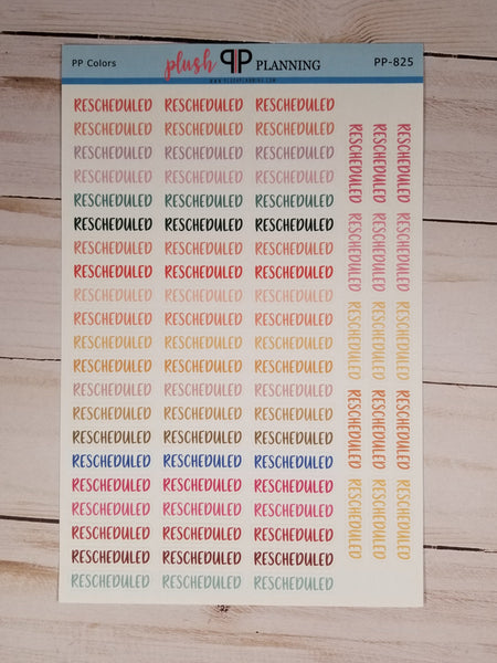 Rescheduled Script Planner Stickers