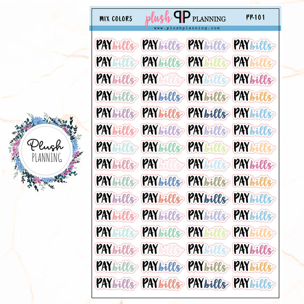 Pay Bills Script Planner Stickers