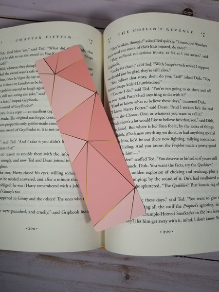 Pink and Gold Geometric Design Bookmarks, Rounded Corners