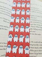 Polar Bear with Mask, Quarantine Pattern Bookmark, Holiday Patterns, Rounded Corners