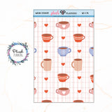 Washi Strips Deco Planner Stickers, Decorative Stickers, Christmas Edition Style 17, Coffee and Hearts