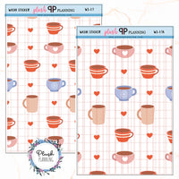 Washi Strips Deco Planner Stickers, Decorative Stickers, Christmas Edition Style 17, Coffee and Hearts