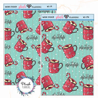 Washi Strips Deco Planner Stickers, Decorative Stickers, Christmas, Style 19, Hot Chocolate Peppermint