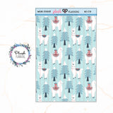 Washi Strips Deco Planner Stickers, Decorative Stickers, Christmas Edition Style 21, LLamas and Trees