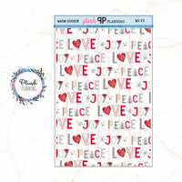 Washi Strips Deco Planner Stickers, Decorative Stickers, Christmas Edition Style 22, Love Peace Joy