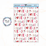 Washi Strips Deco Planner Stickers, Decorative Stickers, Christmas Edition Style 22, Love Peace Joy