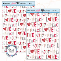 Washi Strips Deco Planner Stickers, Decorative Stickers, Christmas Edition Style 22, Love Peace Joy