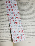 PEACE LOVE JOY Pattern, Holiday Patter Bookmark, Rounded Corners