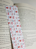 PEACE LOVE JOY Pattern, Holiday Patter Bookmark, Rounded Corners