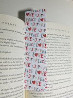 PEACE LOVE JOY Pattern, Holiday Patter Bookmark, Rounded Corners