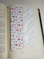 PEACE LOVE JOY Pattern, Holiday Patter Bookmark, Rounded Corners