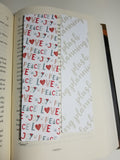 PEACE LOVE JOY Pattern, Holiday Patter Bookmark, Rounded Corners