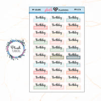 Birthday Script Box Planner Stickers