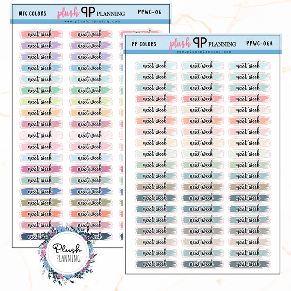 NEXT WEEK Watercolor Swatches Planner Stickers