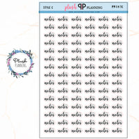 NOTES Script Planner Stickers, Black Color, Different Styles