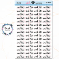 WORK LATE Script Planner Stickers, Black Color, Different Styles