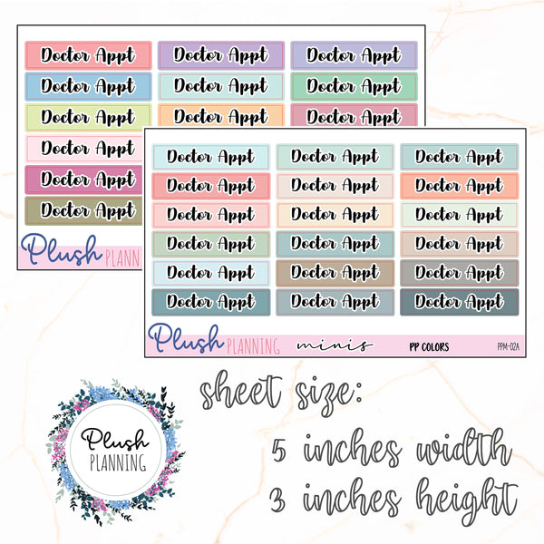 Doctor Appt Script Planner Stickers, Minis Collection