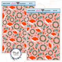 Washi Strips Deco Planner Stickers, Decorative Stickers, Christmas Edition Style 16, Wreaths and Hats