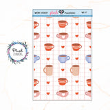 Washi Strips Deco Planner Stickers, Decorative Stickers, Christmas Edition Style 17, Coffee and Hearts