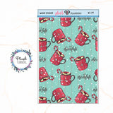 Washi Strips Deco Planner Stickers, Decorative Stickers, Christmas, Style 19, Hot Chocolate Peppermint