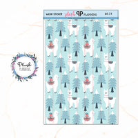 Washi Strips Deco Planner Stickers, Decorative Stickers, Christmas Edition Style 21, LLamas and Trees