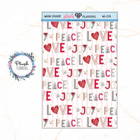 Washi Strips Deco Planner Stickers, Decorative Stickers, Christmas Edition Style 22, Love Peace Joy