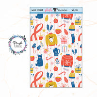 Washi Strips Deco Planner Stickers, Decorative Stickers, Christmas Edition Style 24, Sweaters and Scarf