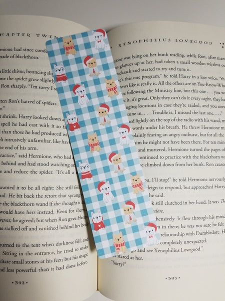 Cute Puppies Plaid Design Bookmark, Rounded Corners