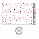 Washi Strips Deco Planner Stickers, Decorative Stickers, Black Stars Pattern Style 28,