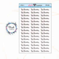 Top Priorities Script Planner Stickers, Black Color, Style A, Style B, Style C