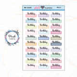 Birthday Script Box Planner Stickers