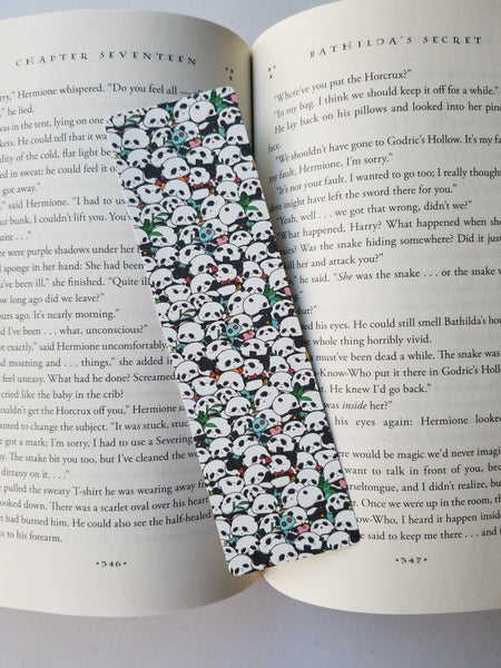 Cute Pandas Pattern Bookmark, Rounded Corners