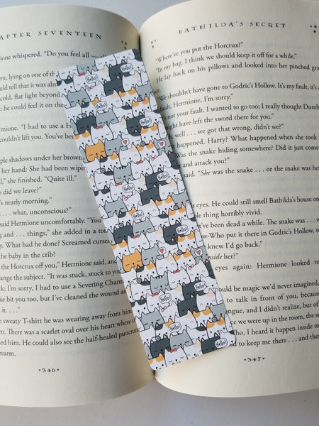 Cute Kawaii Kittens Pattern Bookmarks, Rounded Corners