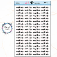 WORK LATE Script Planner Stickers, Black Color, Different Styles