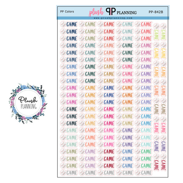 Baseball Game Script Planner Stickers, PP Colors, Removable Sticker, Plush Planning