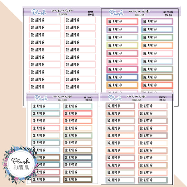 Dr. Appt Label Tracker Planner Stickers