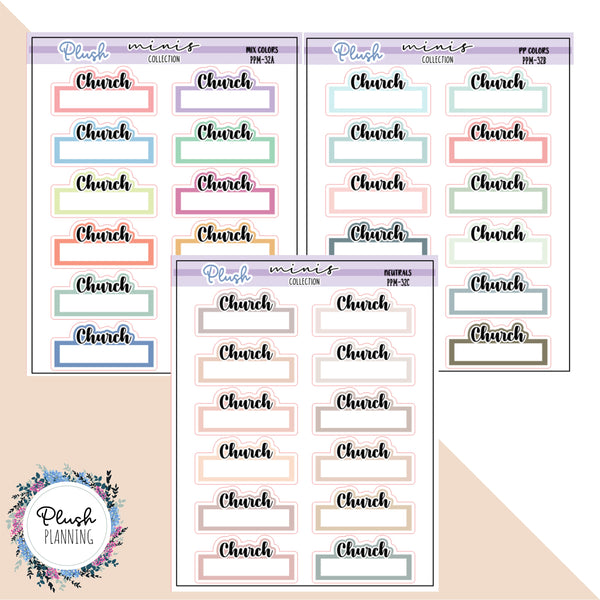 Church Script Planner Stickers, Mini Collection