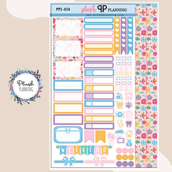 Spring Pastel Flowers Sampler Planner Stickers