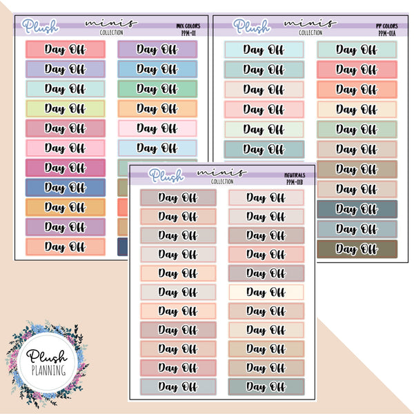 DAY OFF Script Label Planner Stickers, Minis Collection