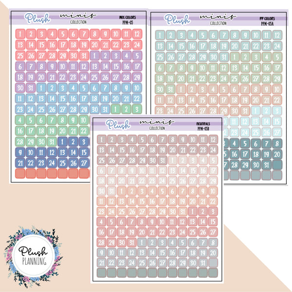 Date Squares Planner Stickers, Minis Collection