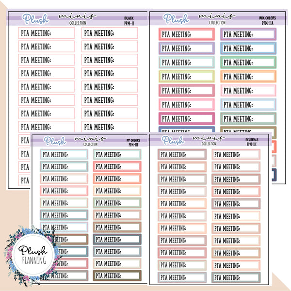 PTA Meeting Label Tracker Planner Stickers