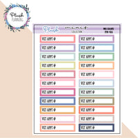 VET Appt Label Tracker Planner Stickers, Black, Mix Colors, PP Colors, Neutrals, Mini Collection