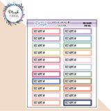 VET Appt Label Tracker Planner Stickers, Black, Mix Colors, PP Colors, Neutrals, Mini Collection