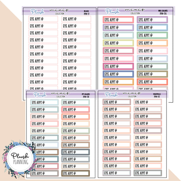 Eye Appt Label Tracker Planner Stickers