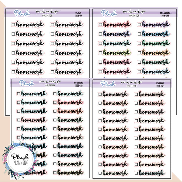 Homework Checkbox Tracker Planner Stickers