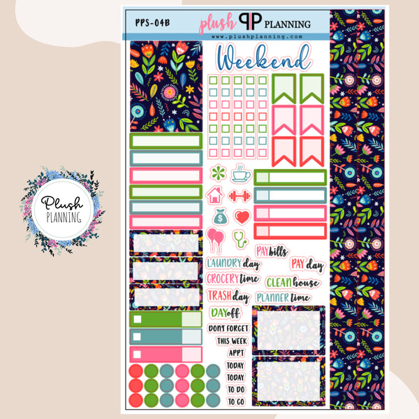 Bright Floral Design 2 Sampler Planner Stickers