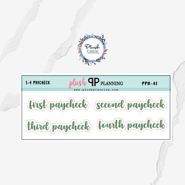 PAYCHECK Script Header (1-5)Tracker Planner Stickers