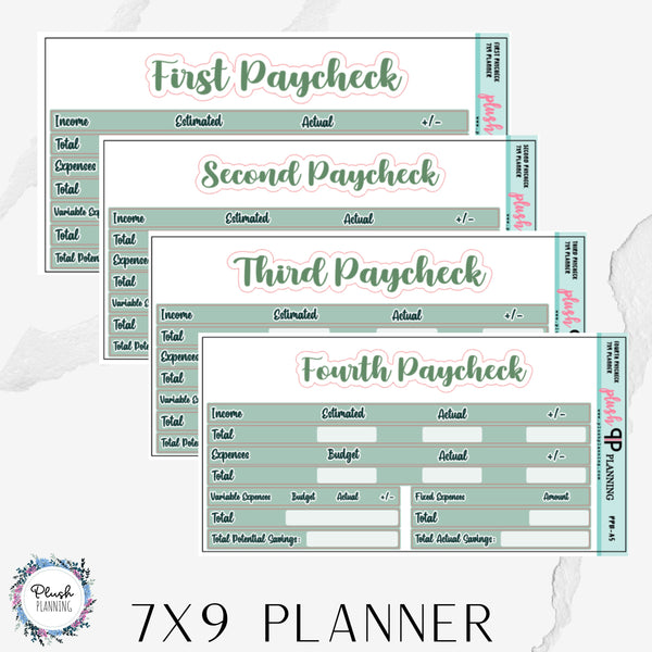 Paycheck Budget Kit (1-4 ) Planner Stickers, Solid Color