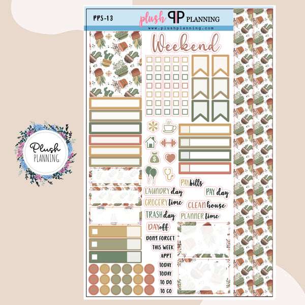 Let's Start Planting Sampler Planner Stickers, Kawaii Theme