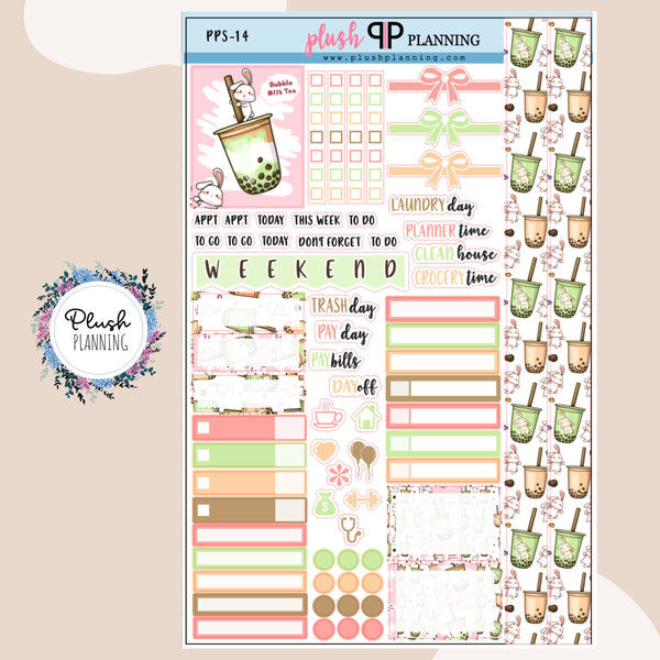 Bunny Bubble Tea Lover Sampler Planner Stickers